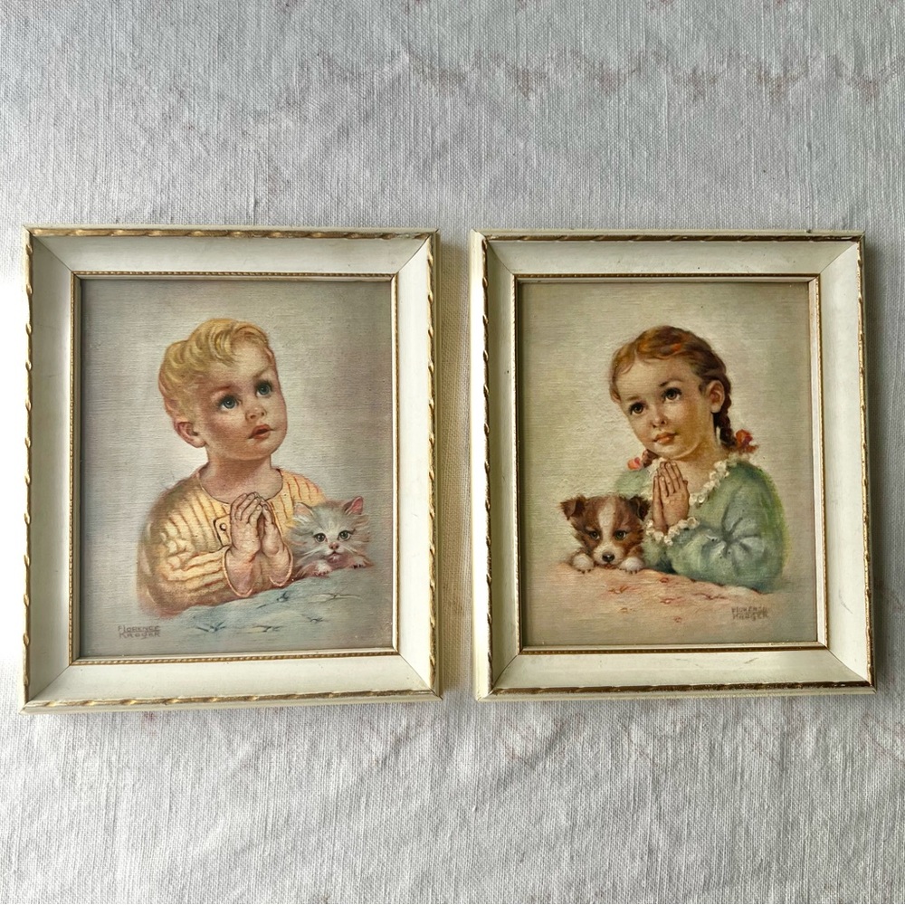 Vintage Florence Kroger Framed Wall Art Set